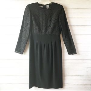 Liz Claiborne | Black Lace Long Sleeve Midi Dress